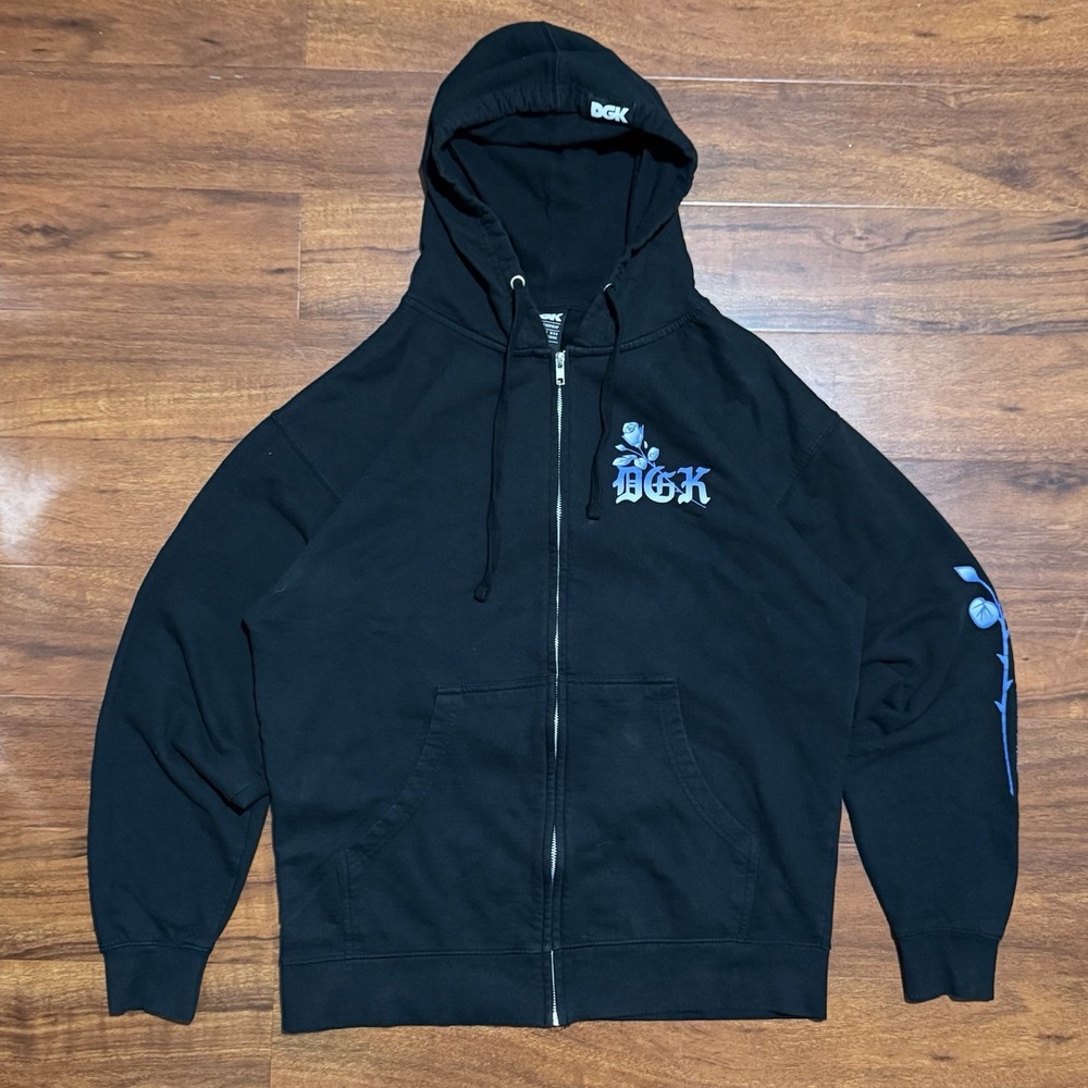 DGK Guadalupe Virgin Mary Stay Blessed Full Zip Up Hoodie Black Large